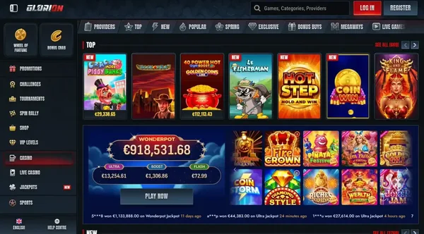 Glorion Casino – početna stranica